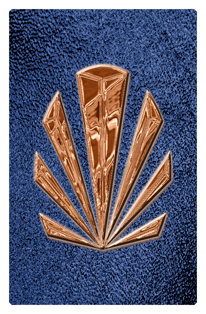 DF35T 602 CP SH BL Copper Sunburst Shimmer Blue Background